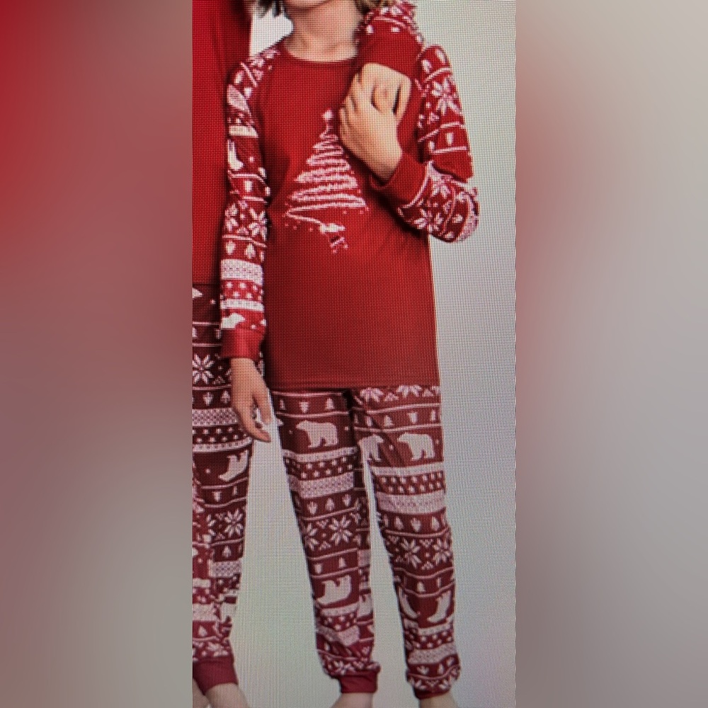 NWT Ekouaer Kids Long Sleeves Red Christmas Tree Pajamas